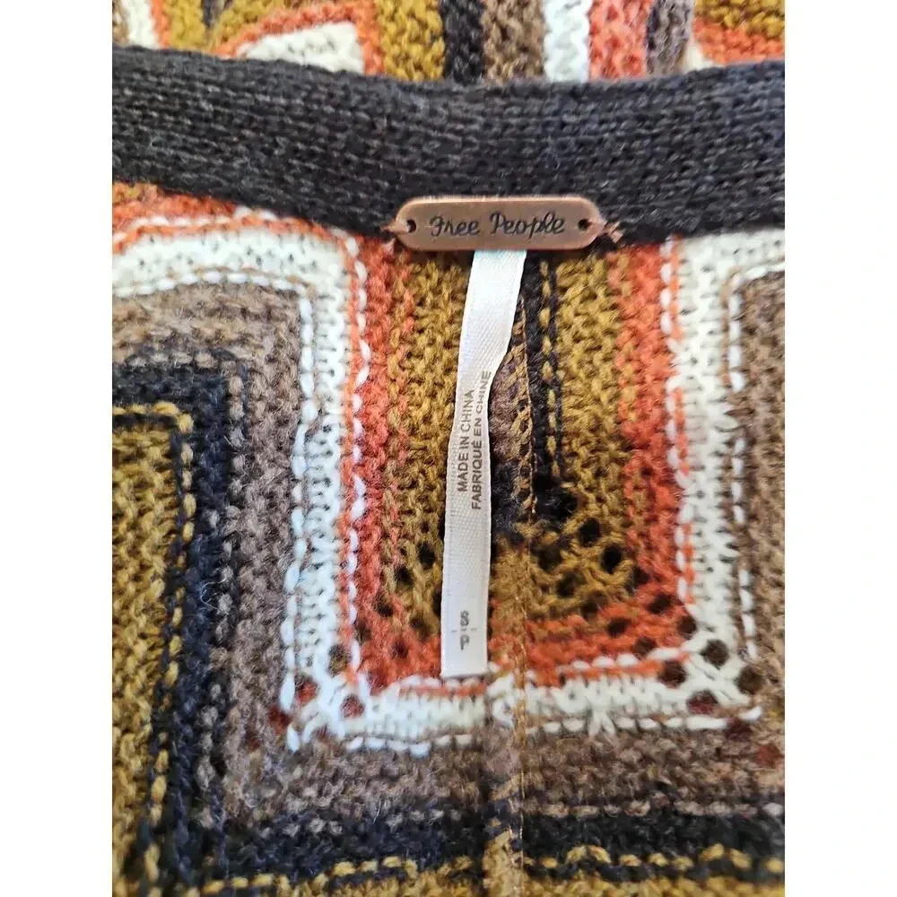Free People Rhiannon Chevron Wool Blend Sweater Dress Neutral Combo Size S - Picture 9 of 11